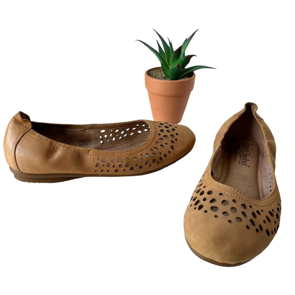 Josef Seibel Pippa Ballet Flat Womens Shoes EU 36 US 5.5 Tan Die Cut Comfort